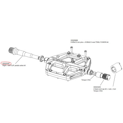 Náhradní díl LOOK Right + left FLAT pedals axles kit