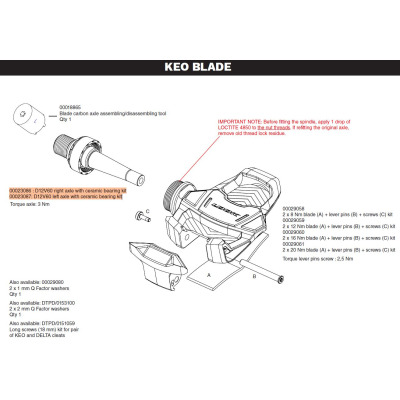Náhradní osa LOOK Titan Keo Blade Ceramic ložiska